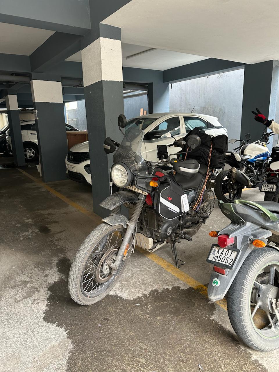 The bike loaded with luggage